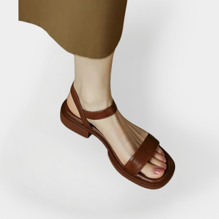 Mode Lumiére™ Low-Heel Leather Sandals