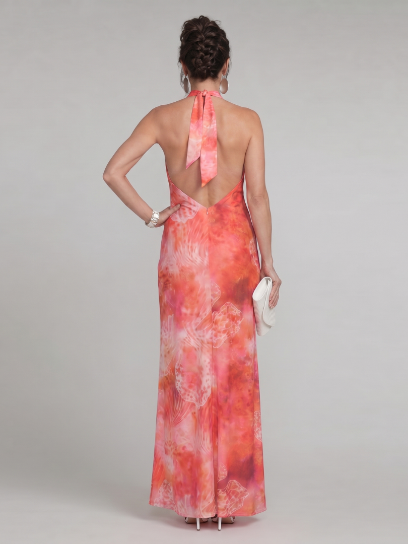 Coraline | Halter Neck Printed Maxi Dress