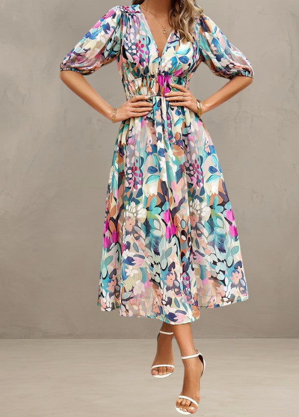 Light Mode | FLATTERING FLORAL MIDI DRESS
