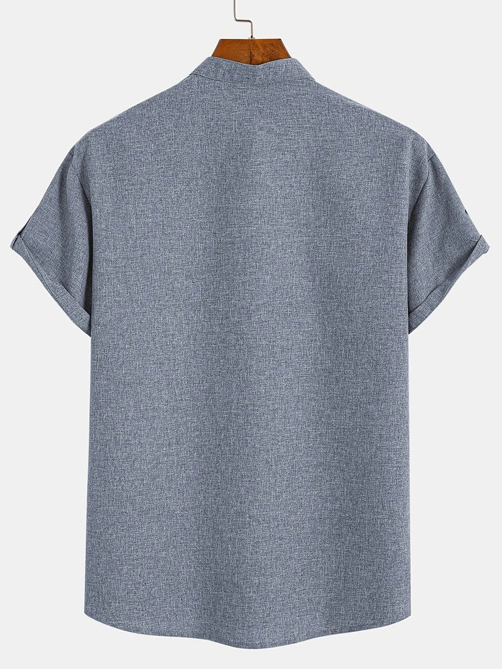 Light Mode | Stylish short-sleeve stand-collar shirt