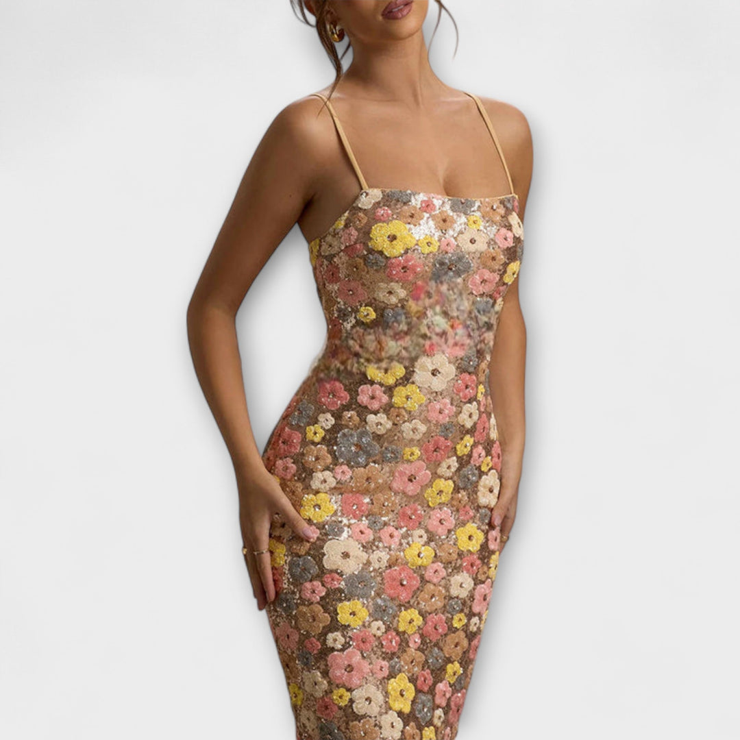 Oakley - 80s Floral Sequin Maxi Dress