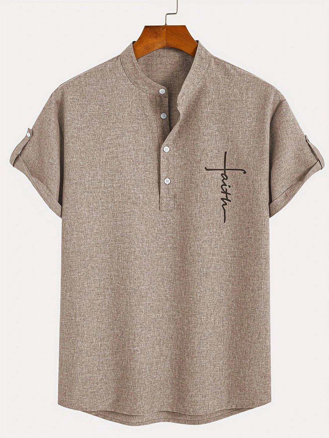 Light Mode | Stylish short-sleeve stand-collar shirt