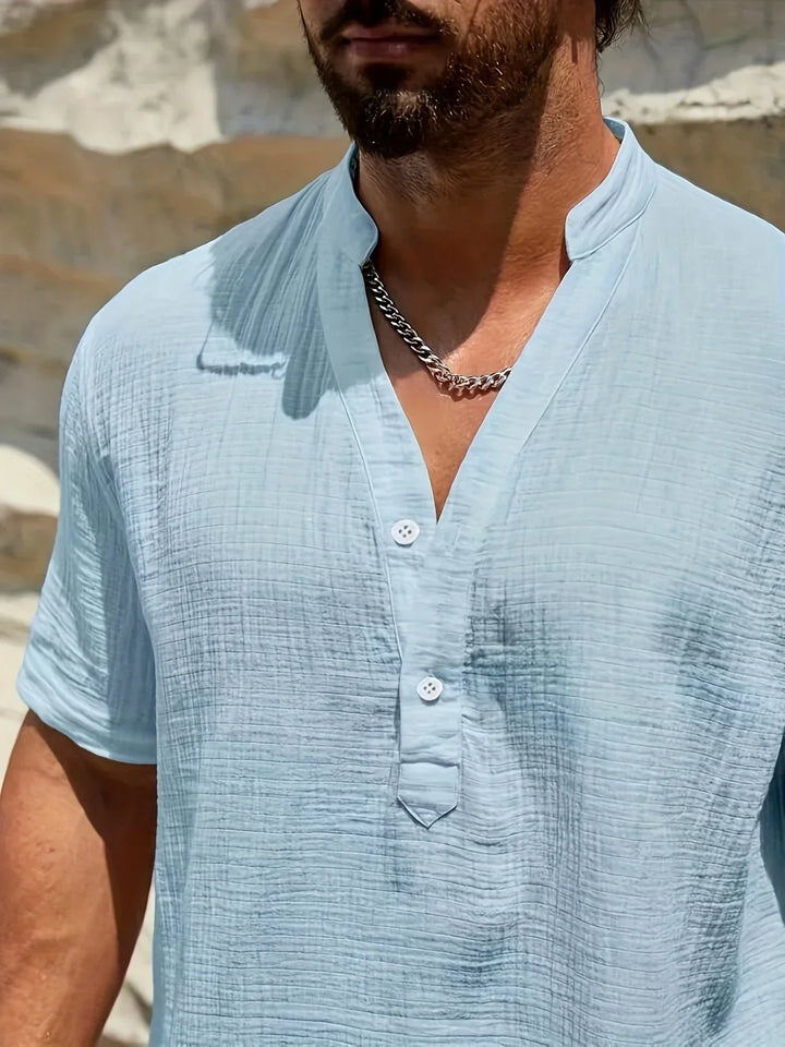 Lightweight Fashion | Elegant Stand-Up Collar Summer Shirt