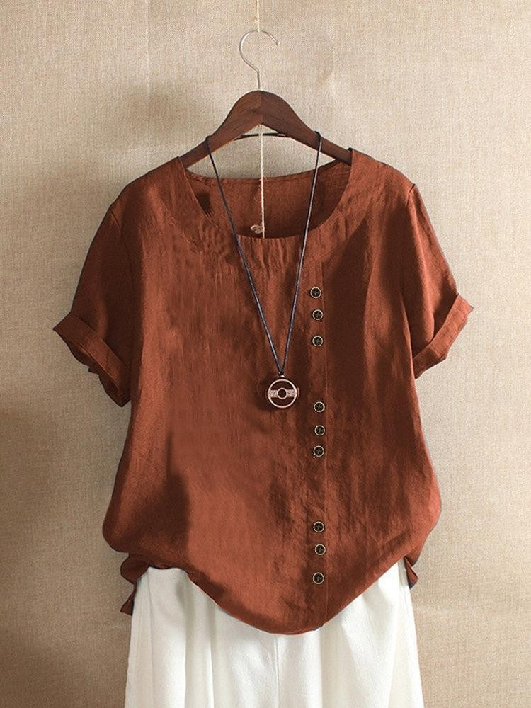 Mode Lumiére™ | Bianca Button-Placket Airy Blouse