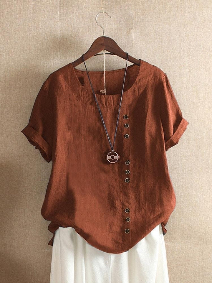 Mode Lumiére™ | Bianca Button-Placket Airy Blouse