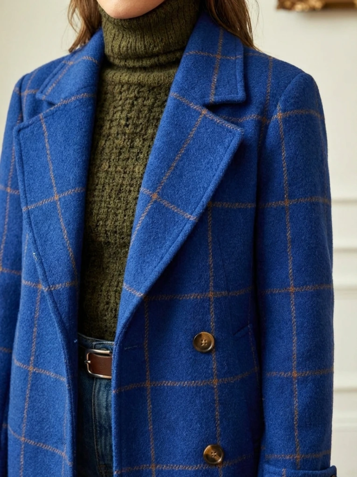 Elowen Timeless Plaid Wool Long Coat