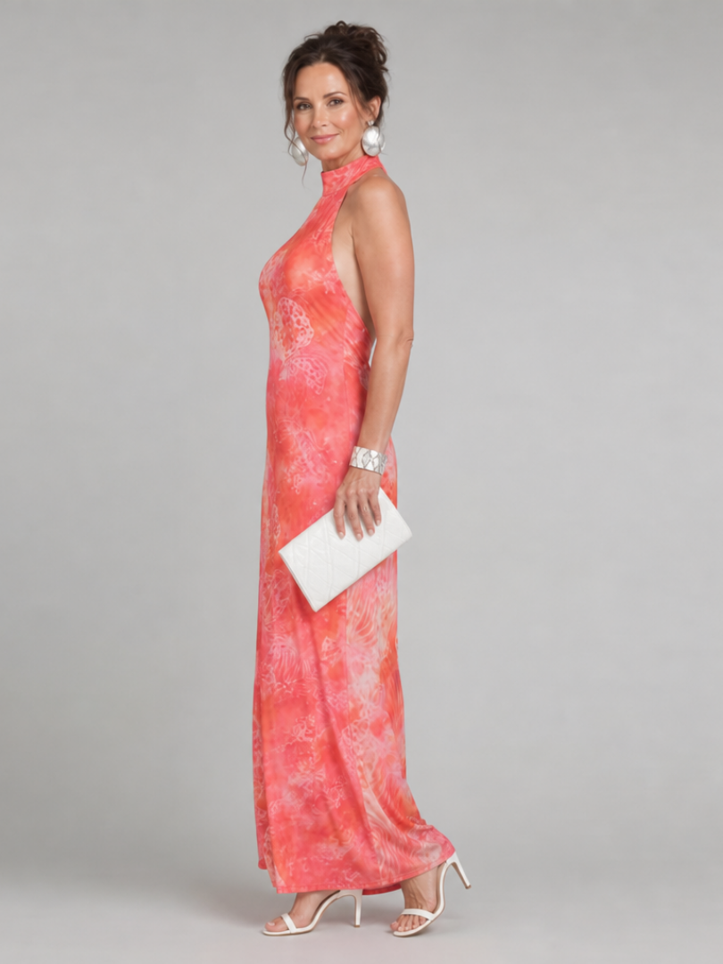 Coraline | Halter Neck Printed Maxi Dress