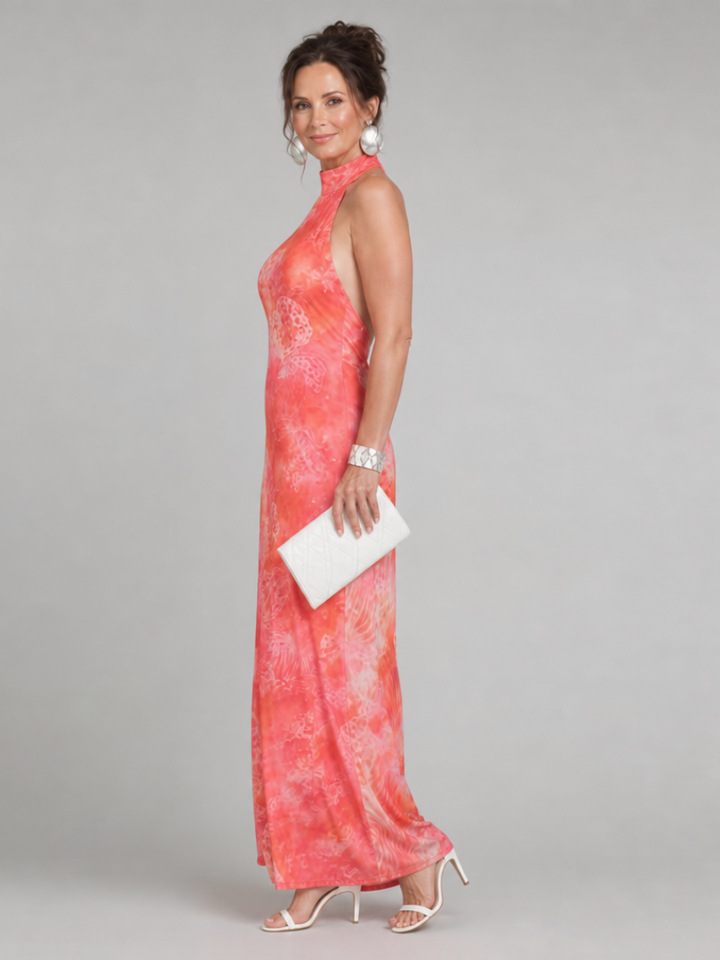 Coraline | Halter Neck Printed Maxi Dress