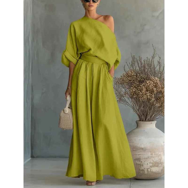 Lisa | Soft Off-the-Shoulder Top and Tapered Pants Set