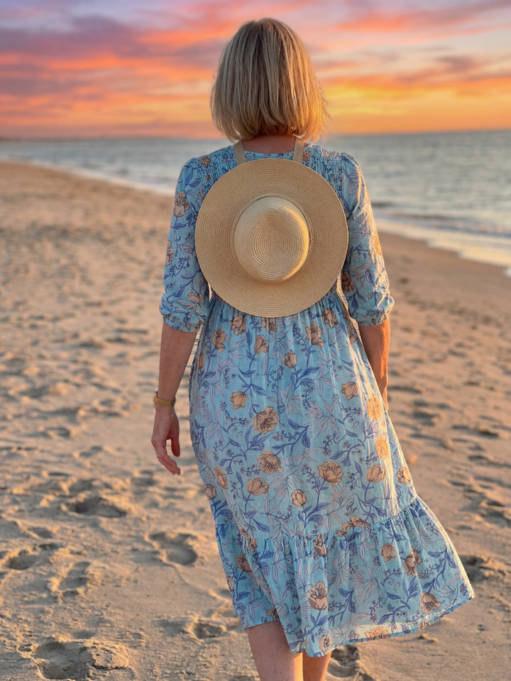 Halia | Gathered Floral Midi Dress
