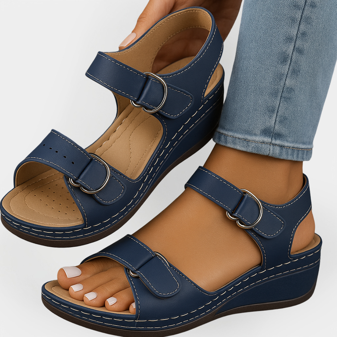 Mode Lumiére™ Leather Orthopedic Sandals with Heel