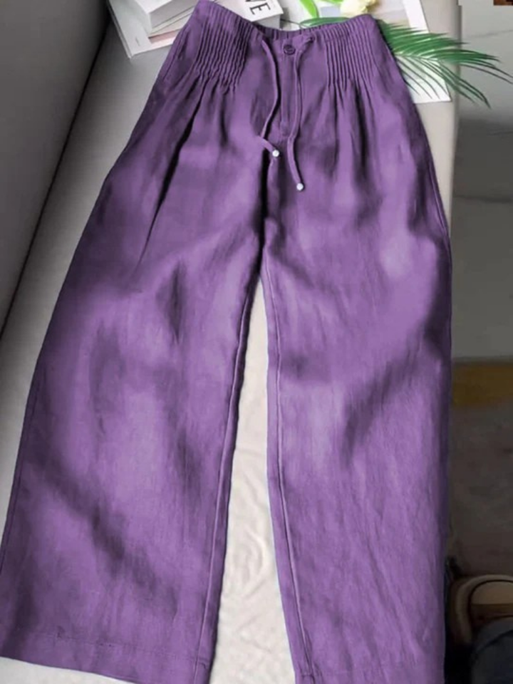 Camille | Wide-leg cotton and linen blend trousers