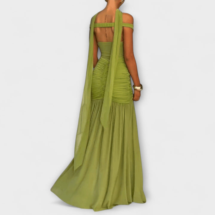 Nicole - Olive V-Neck Maxi Dress