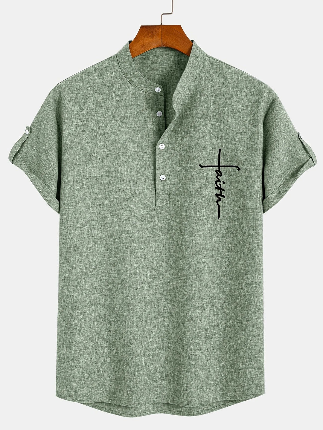 Light Mode | Stylish short-sleeve stand-collar shirt