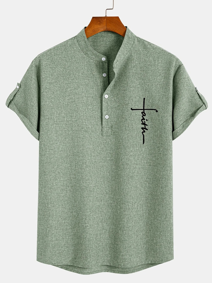Light Mode | Stylish short-sleeve stand-collar shirt