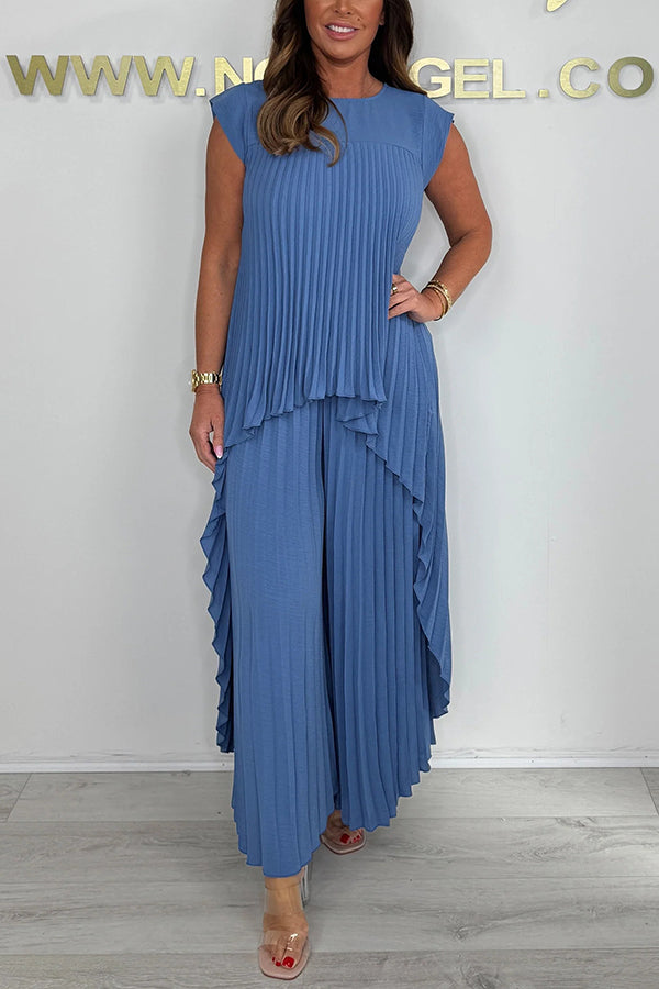 Sherry™ Pleated Midi Dress & Wide Leg Pant Set