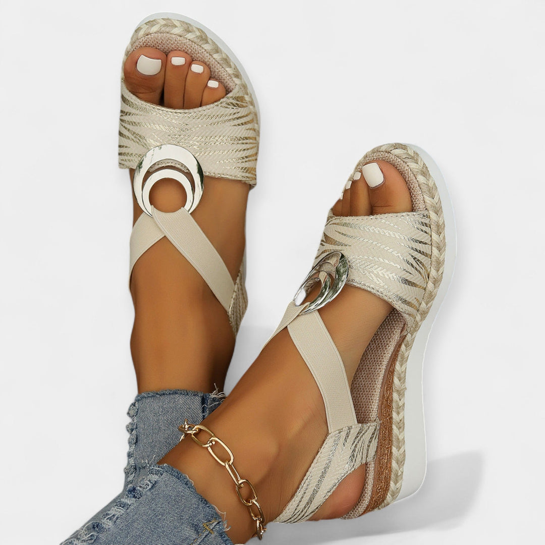 Mode Lumiére™ Roman Sandals with Braiding