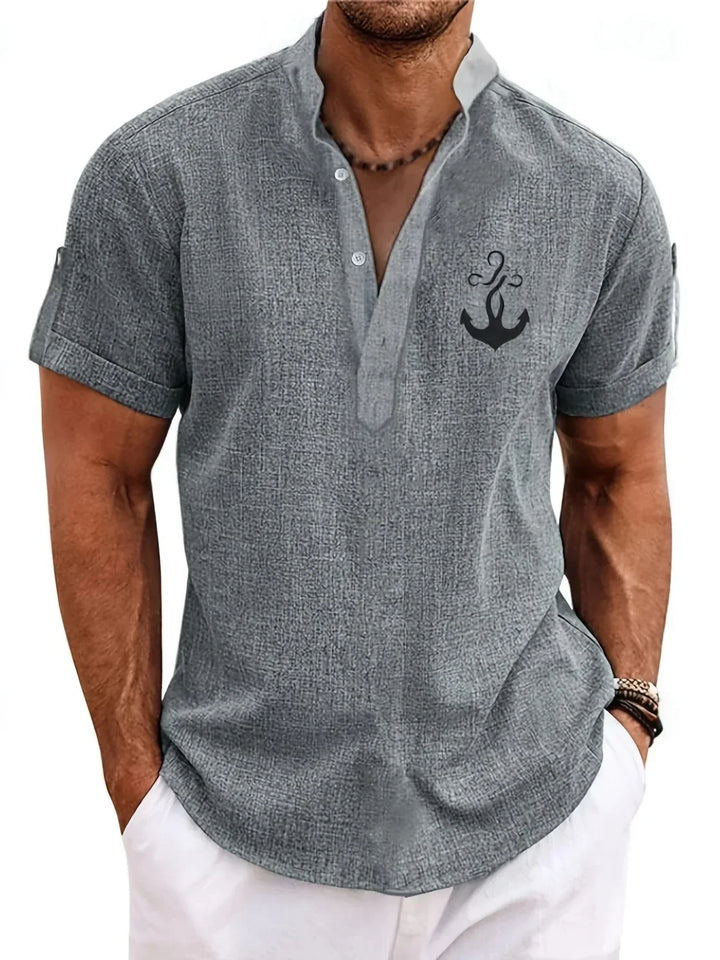 Light Mode | Stylish short-sleeve stand-collar shirt