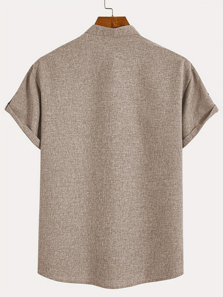 Light Mode | Stylish short-sleeve stand-collar shirt