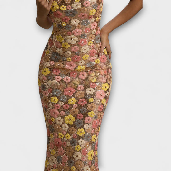 Oakley - 80s Floral Sequin Maxi Dress