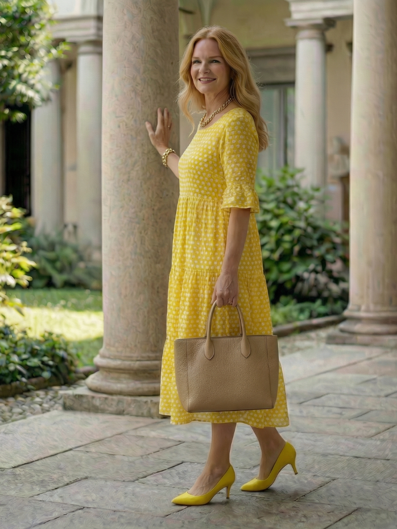 Arlo | Short Sleeve Polka Dot Ruffle Midi Dress