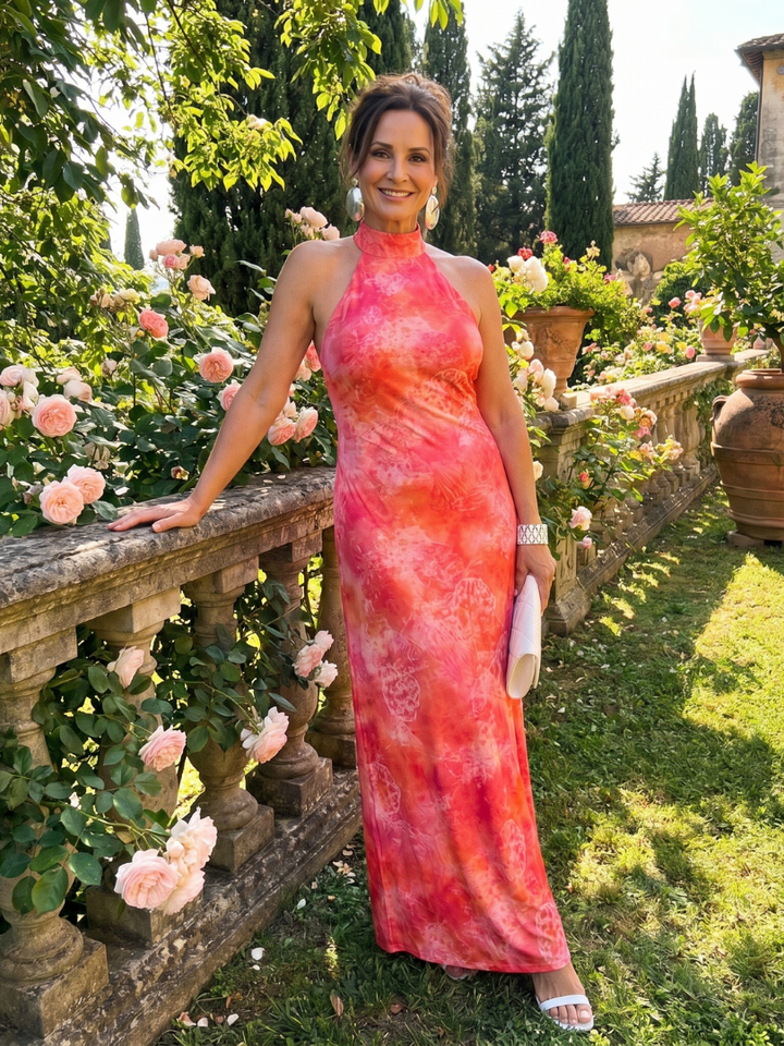 Coraline | Halter Neck Printed Maxi Dress
