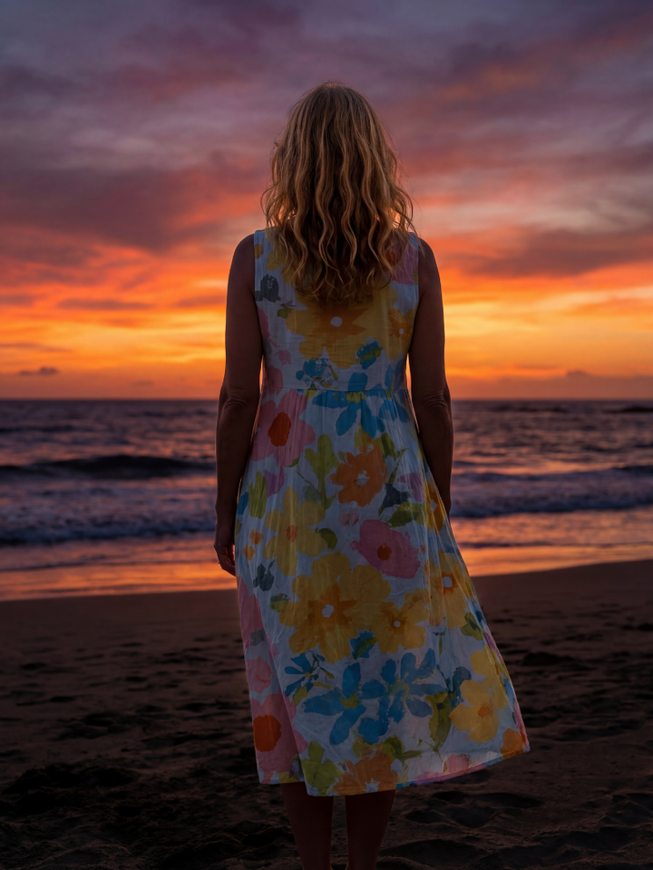 Talia | Coastal Textured Midi Dress