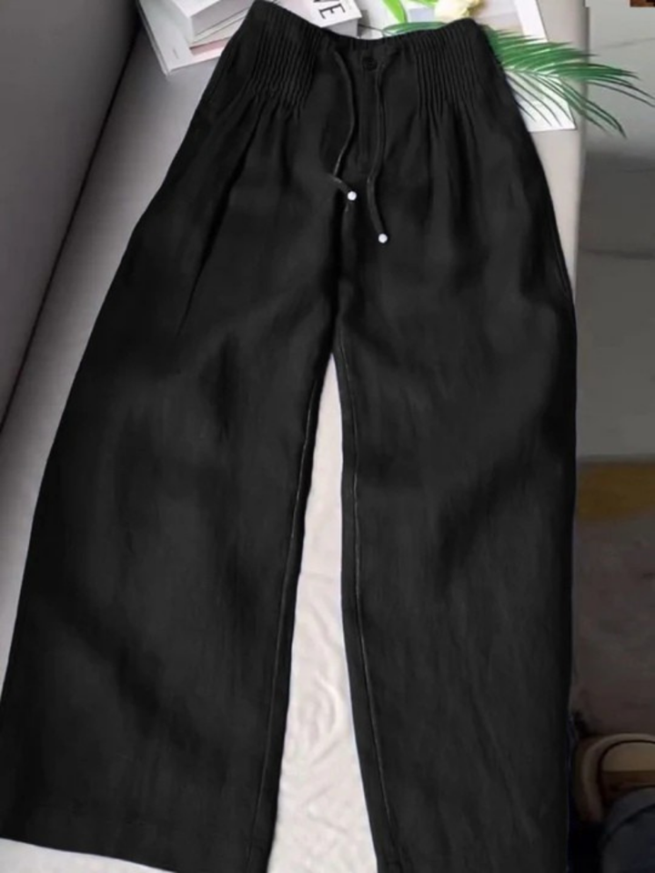Camille | Wide-leg cotton and linen blend trousers