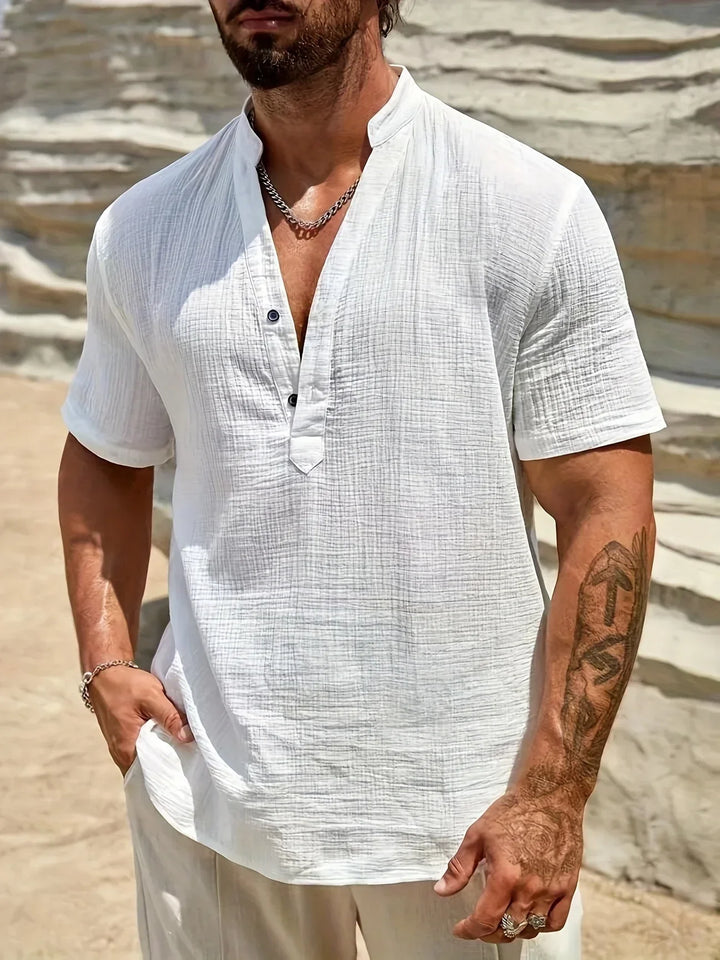 Lightweight Fashion | Elegant Stand-Up Collar Summer Shirt