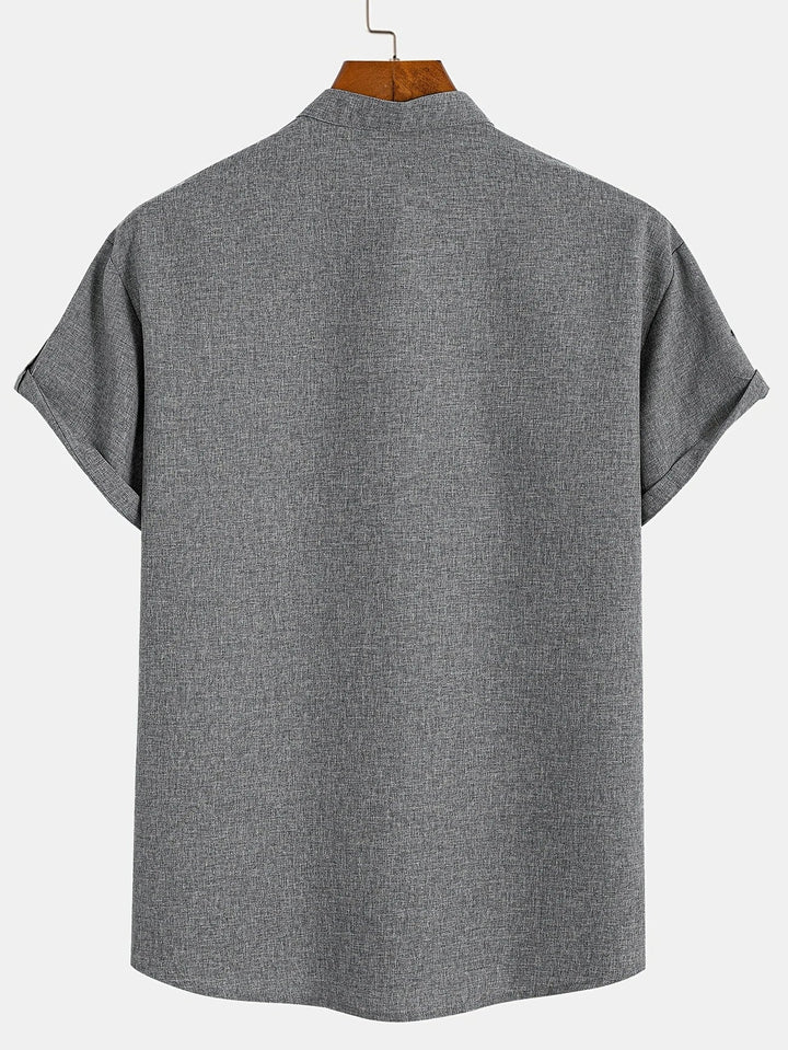Light Mode | Stylish short-sleeve stand-collar shirt