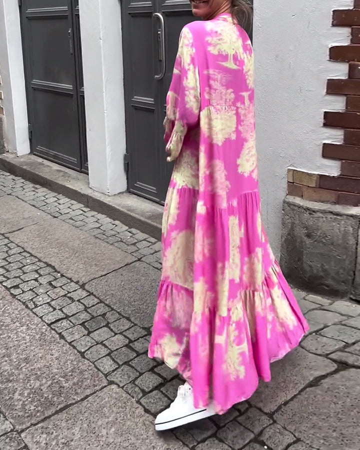 Giavanna | Printed Casual Flared Sleeve Maxi Dress