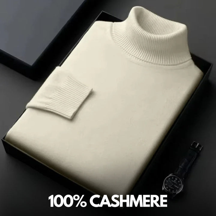 Cashmere sweater with knit collar