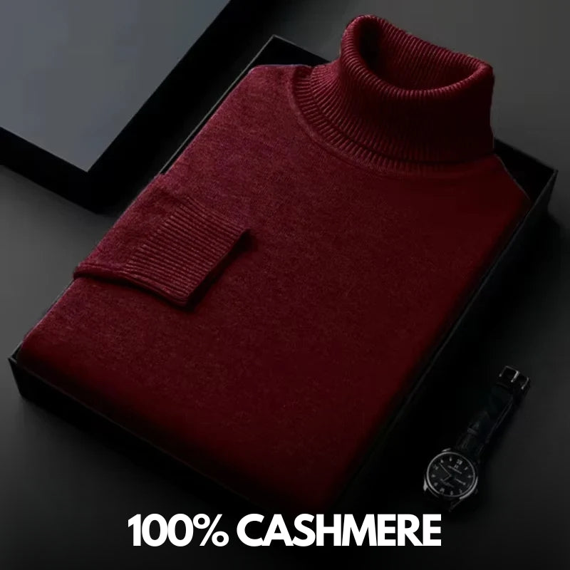 Cashmere sweater with knit collar
