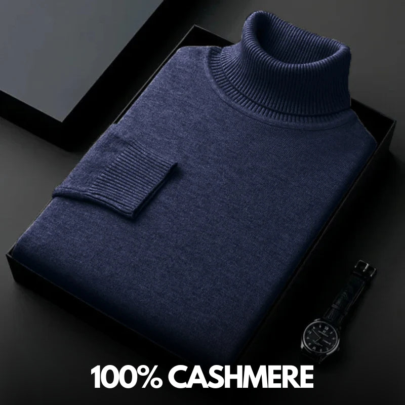 Cashmere sweater with knit collar