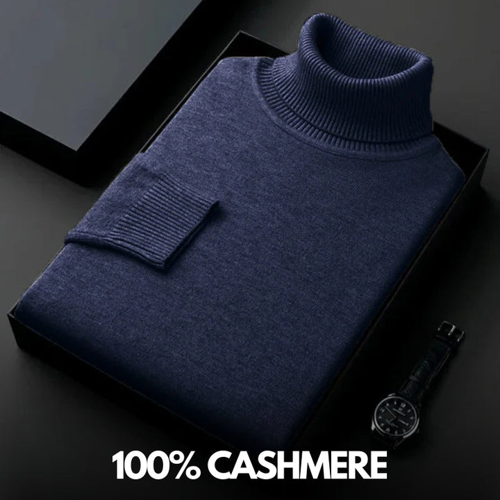 Cashmere sweater with knit collar