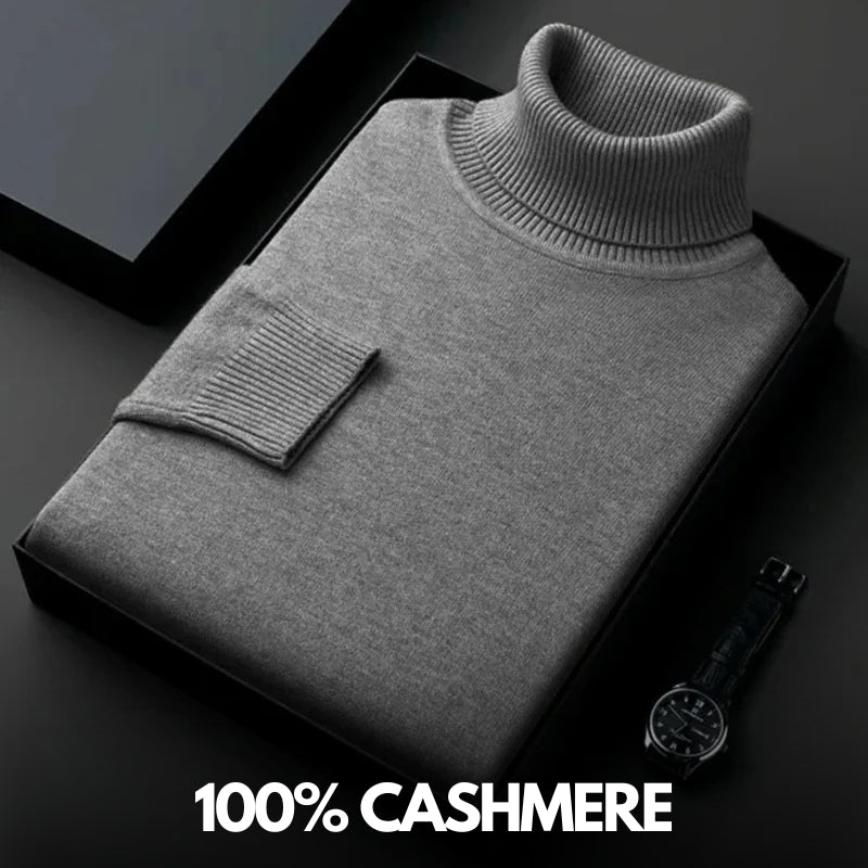 Cashmere sweater with knit collar