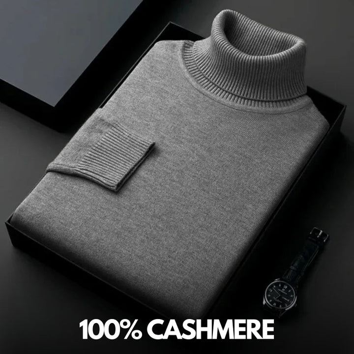 Cashmere sweater with knit collar