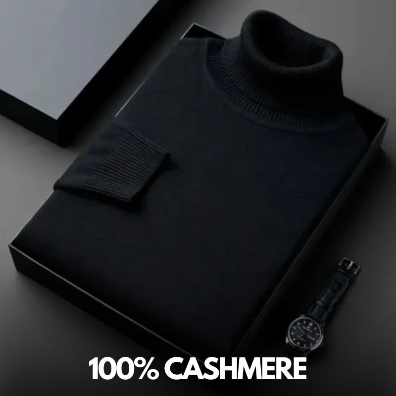 Cashmere sweater with knit collar