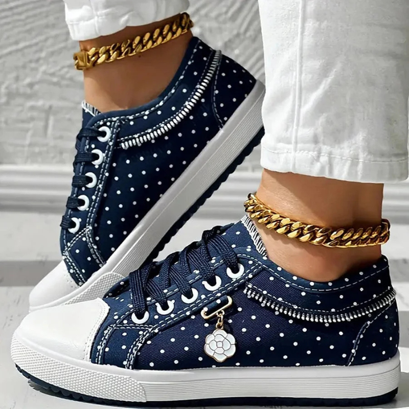 Caro | Floral Lace & Decorative Zipper Sneaker