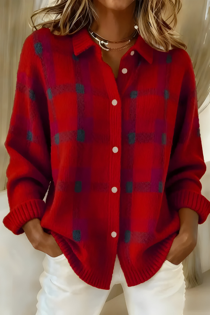 Anna™ | Soft Check Knit Cardigan