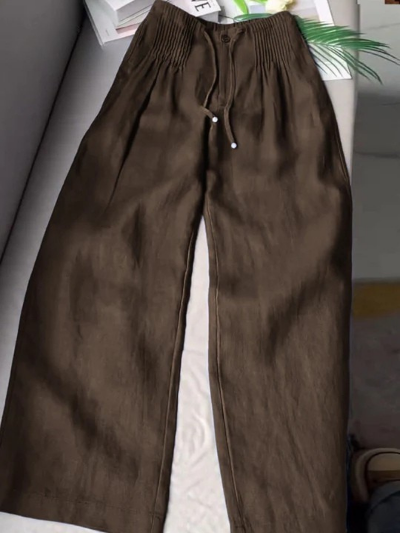 Camille | Wide-leg cotton and linen blend trousers