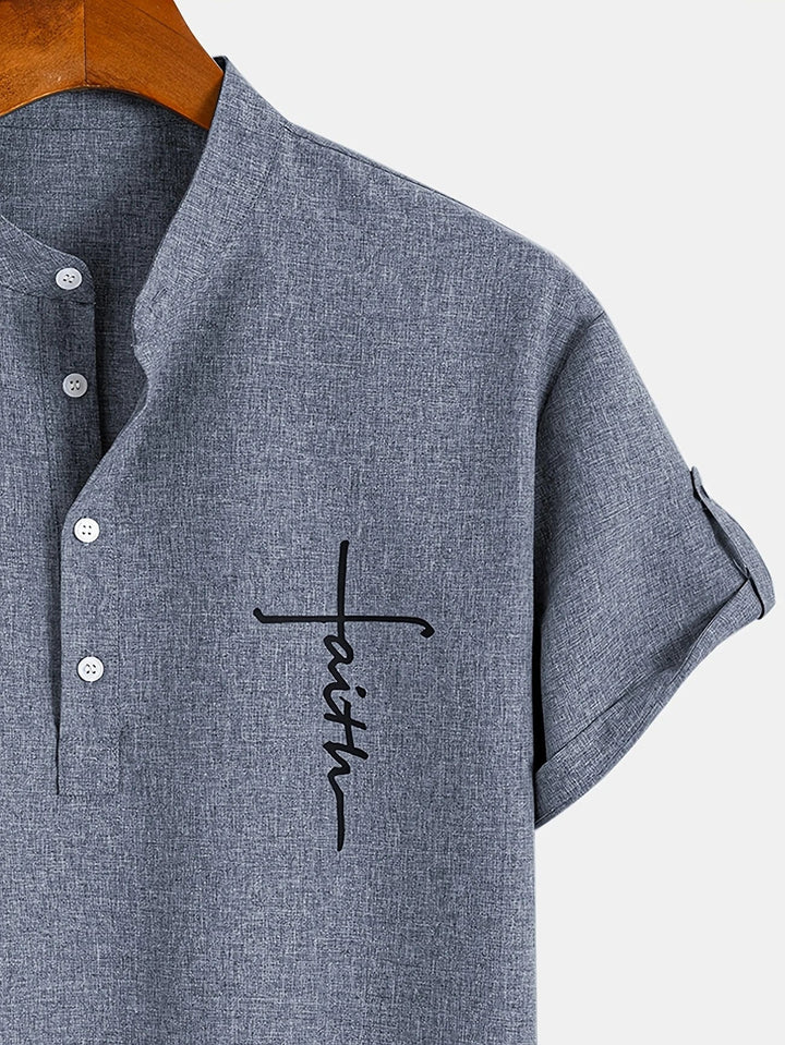 Light Mode | Stylish short-sleeve stand-collar shirt