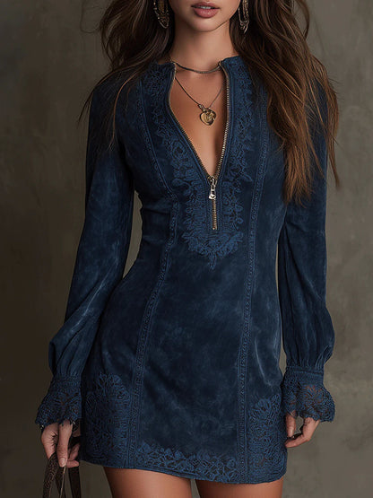 Jasmira | Suede Lace Mini Dress