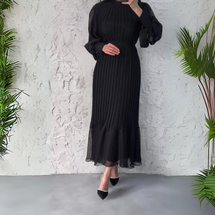 French Chic Evening Dress with Mesh Accents | Cami