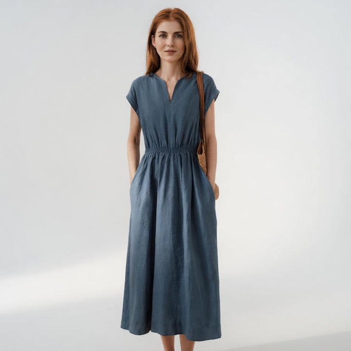 Lina — Flowing and elegant blended linen dress