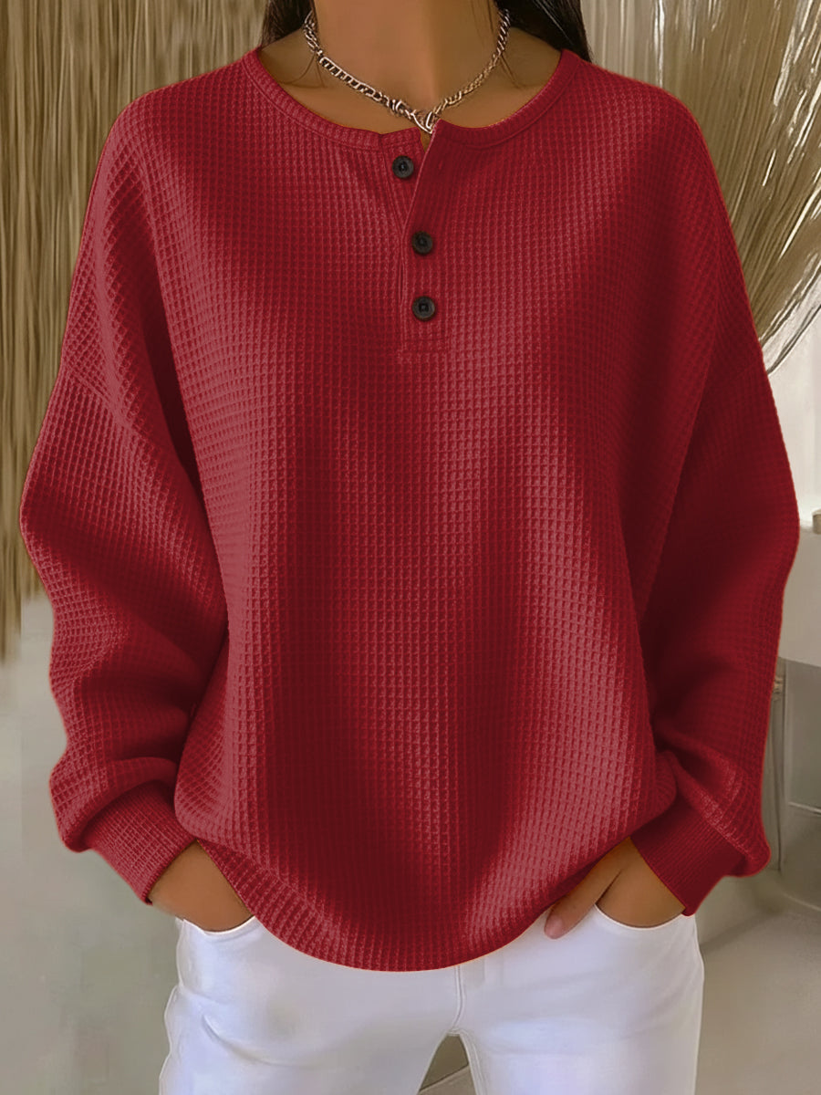 Clara | Cozy Waffle Knit Henley
