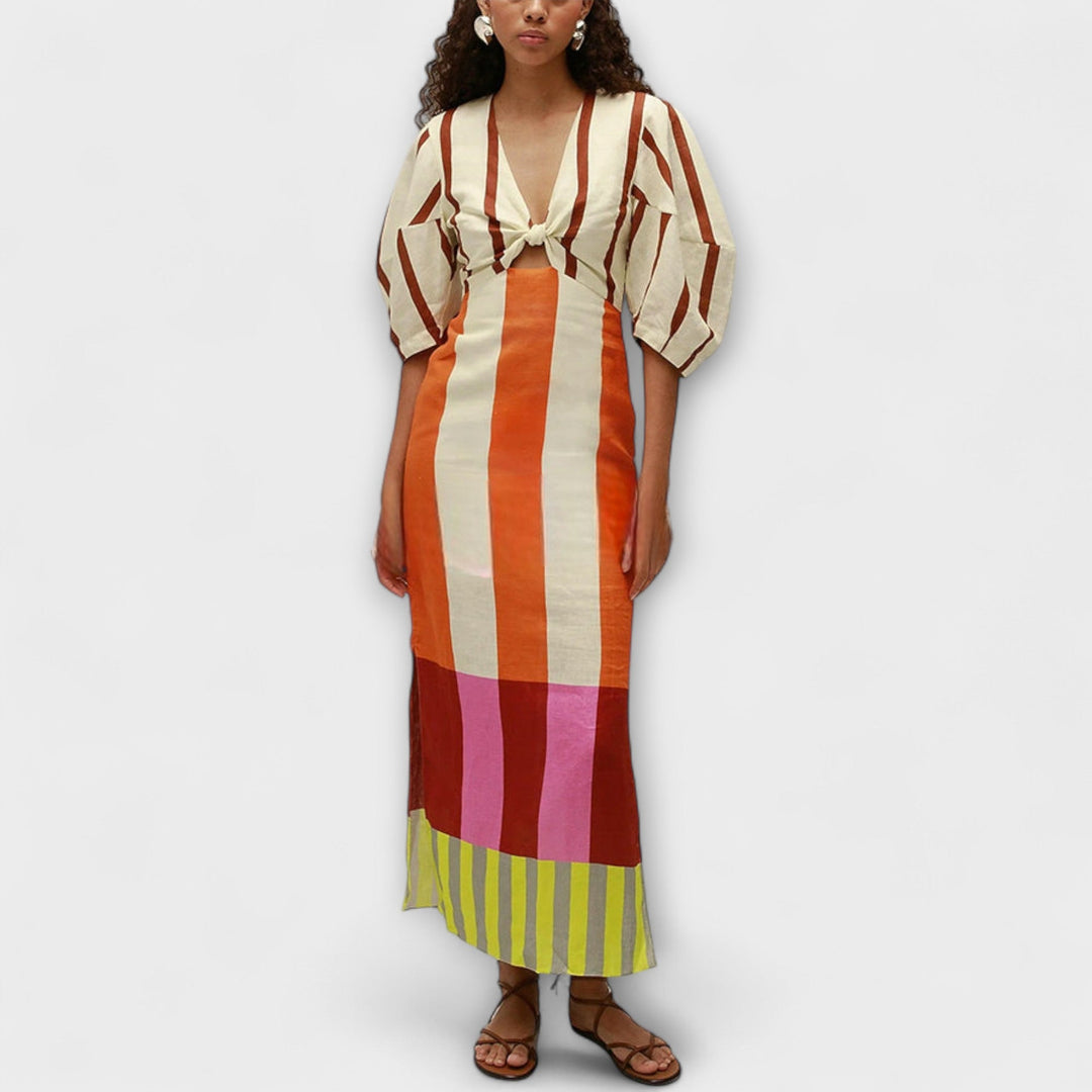 Kaya - Maxi dress with scoop neck and puff sleeves