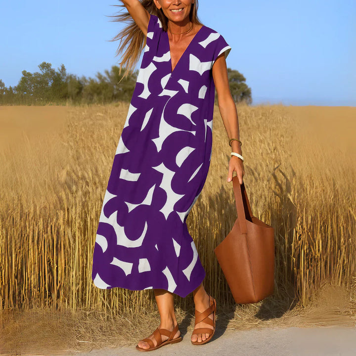 Tatiana | Graphic Print V-Neck Maxi Dress
