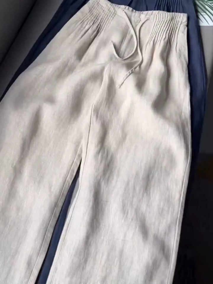 Camille | Wide-leg cotton and linen blend trousers