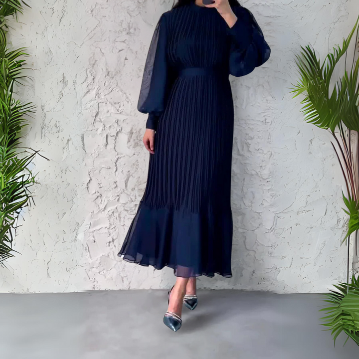 French Chic Evening Dress with Mesh Accents | Cami